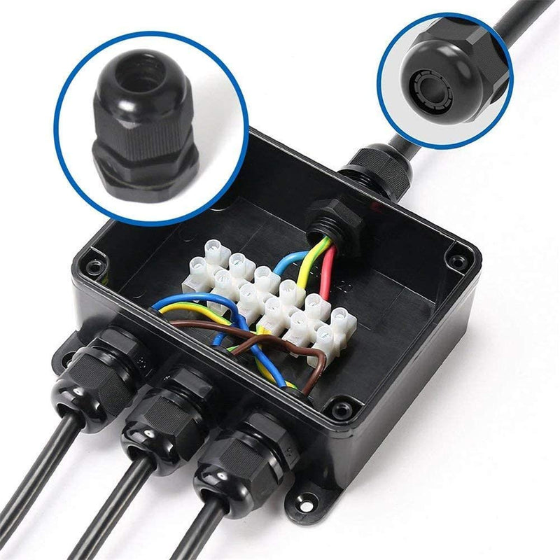 Cable Glands - 25 Pack Plastic Waterproof 3.5-13mm Nylon Cable Glands Joints Wire Protectors, PG 7/9/11/13.5/16, for Home/Garden/Outdoor Lighting Cable Black - NewNest Australia