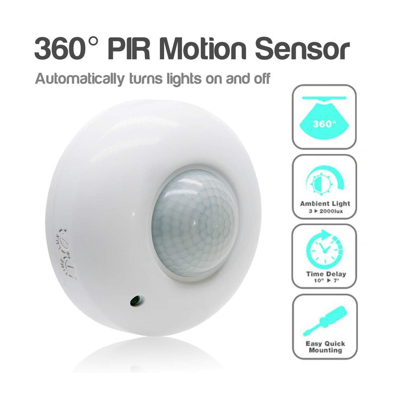 Sensky 360 Degree Ceiling Mount Occupancy Sensor, 110-240V PIR Motion Sensor Switch, High Sensitive Movement Detector Light Switch, Neutral Required(Max Detection Distance: 6 m) - NewNest Australia