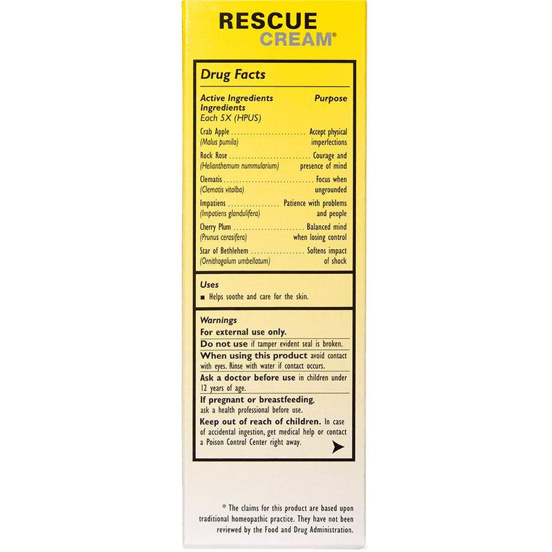 Bach RESCUE Cream, Hydrating Skincare for Hands, Body and Face, Shea Butter, Homeopathic Flower Remedy, Fragrance-Free, Paraben-Free, 30g - NewNest Australia