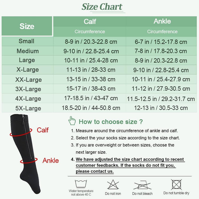 Ailaka Medical Zipper Compression Calf Socks 20-30mmHg for Women Men Knee High Open Toe Firm Support Graduated Varicose Veins Hosiery for Edema Swelling Black 3XL - NewNest Australia