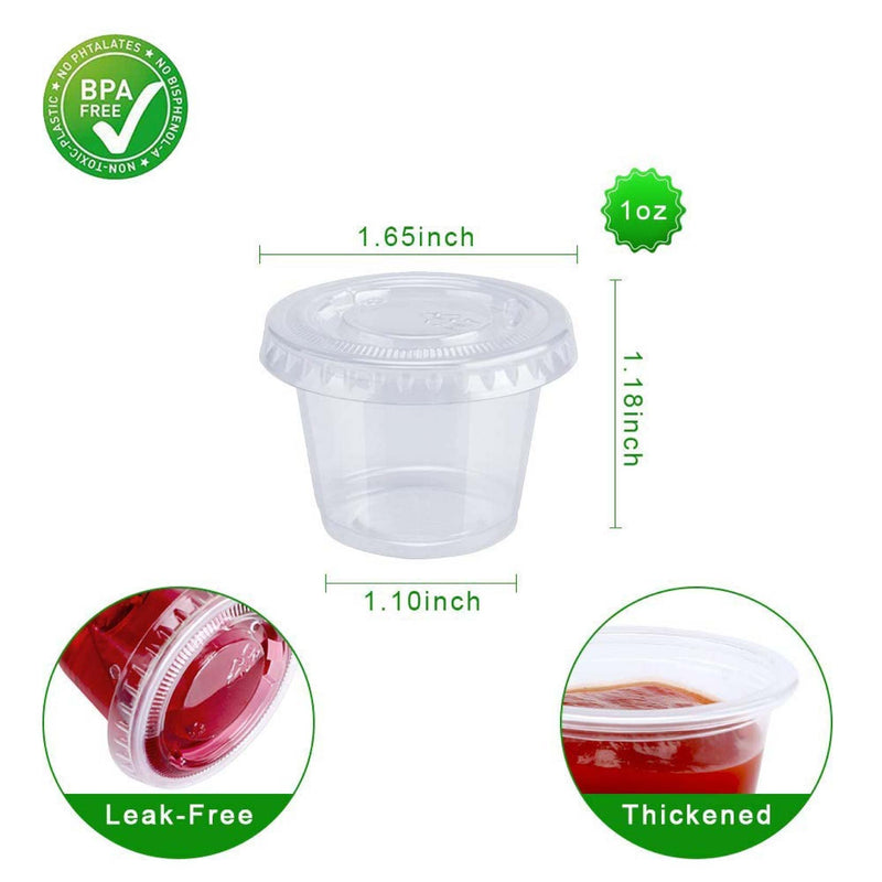 TashiBox 200 Sets - 1 Ounce Jello Shot Cups with Lids, Plastic Souffle Portion Cups with Lids, Clear… 1oz-200Sets - NewNest Australia