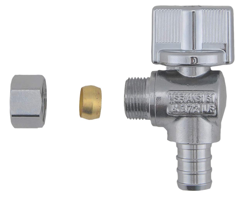 Angle Stop Valve 3/8-in Compression x 1/2-in Pex, 1/4 Turn Lead Free Chrome Plated Brass Shut Off Angle Valve for Faucet or Toilet Installation (4-Pack)) 4 - NewNest Australia