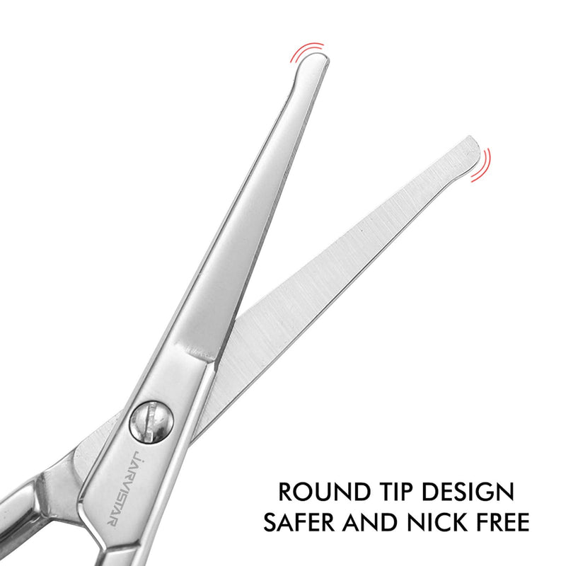 JARVISTAR Nose Hair Scissors Ear Hair Scissors Beard Scissors with Stainless Steel Straight Rounded Tip, Premium Manicure Stainless Steel Rounded Facial Scissors for Men, Nail Scissors, 93 mm Silver & Straight - NewNest Australia
