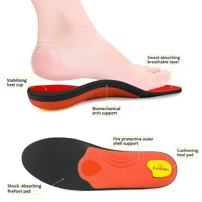 Orthotic Insoles Arch Support Full Length Inserts Metatarsal Pinnacle Plus for Flat Feet,Metatarsalgia, Plantar Fasciitis, Heel Pain, Big Toe, Pain Forefoot Pain(Size:UK-11,Length:11.61",Red) UK-11-29.5CM--11.61" Red - NewNest Australia