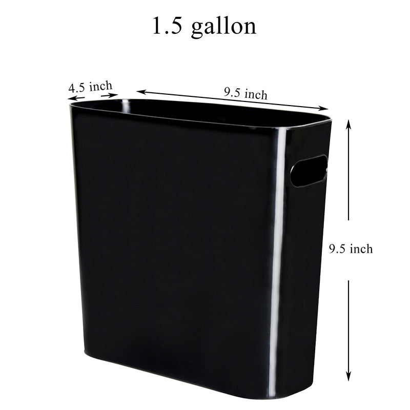 Youngever 2 Pack 1.5 Gallon Slim Trash Can, Plastic Garbage Container Bin, Small Trash Bin with Handles for Home Office, Living Room, Study Room, Kitchen, Bathroom (Black) Black - NewNest Australia