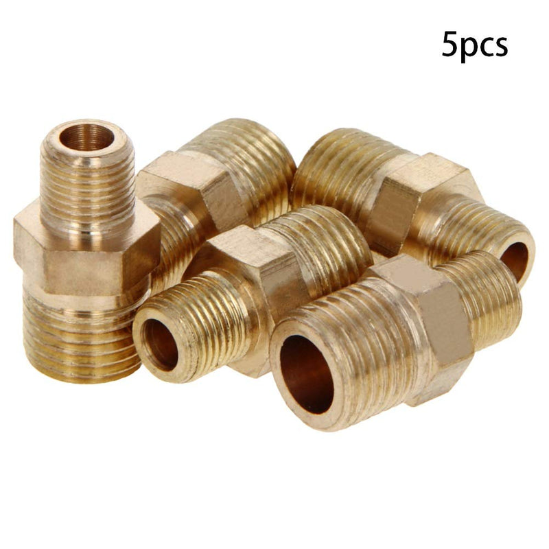 Yinpecly Brass Pipe Fitting 1/4 PT Male x 1/8 PT Male Coupling Connector for Connect Pipes Water Fuel Oil Inert Gases Brass Tone 5pcs 5 Pieces - NewNest Australia