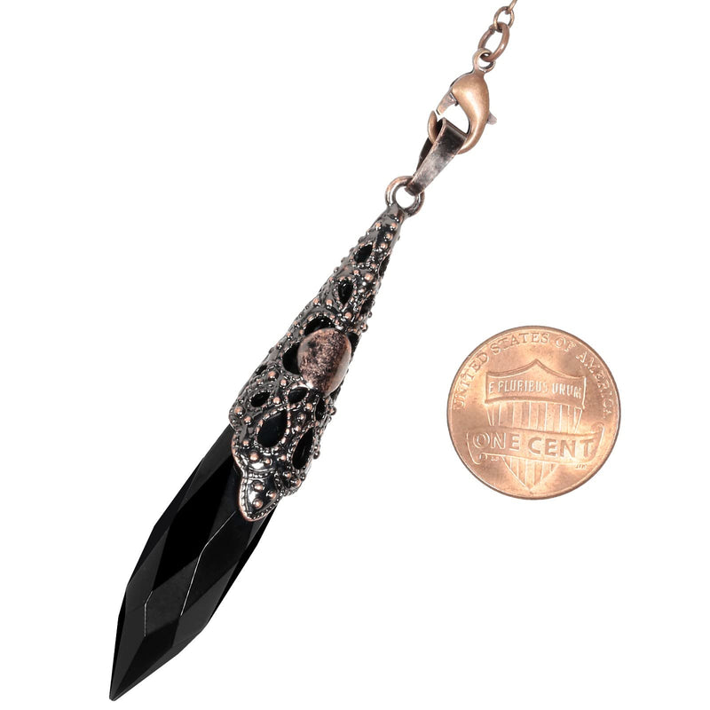 KYEYGWO Crystal Stone Pendulum with Vintage Chain, Crystal Dot Pendant Necklace, Reiki Healing Stone Pendulums for Divination Meditation Scrying Balance Black Obsidian - NewNest Australia