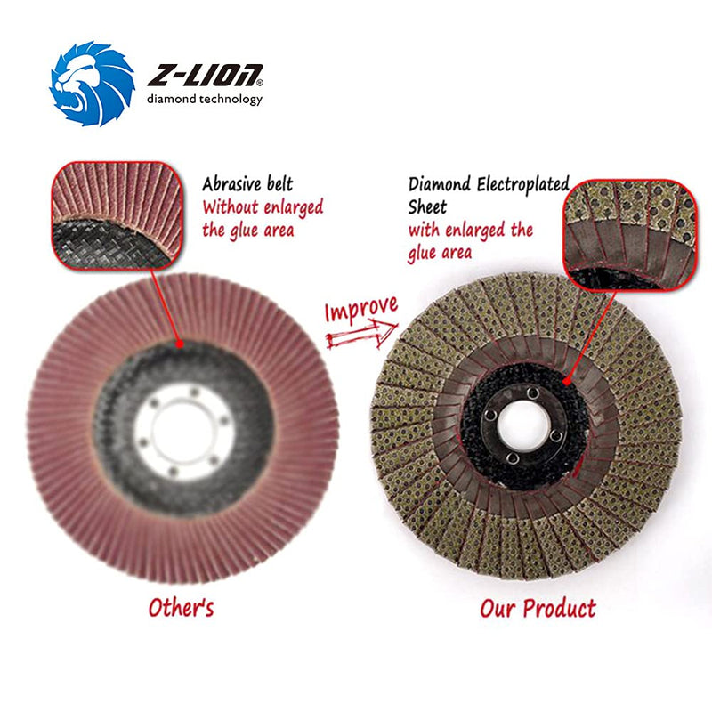 Z-LION 4" Diamond Flap Sanding Disc Grit 60 with 5/8"-11 Hub for Angle Grinder Flap Disc Wheel 4 inches 1 Pcs - NewNest Australia