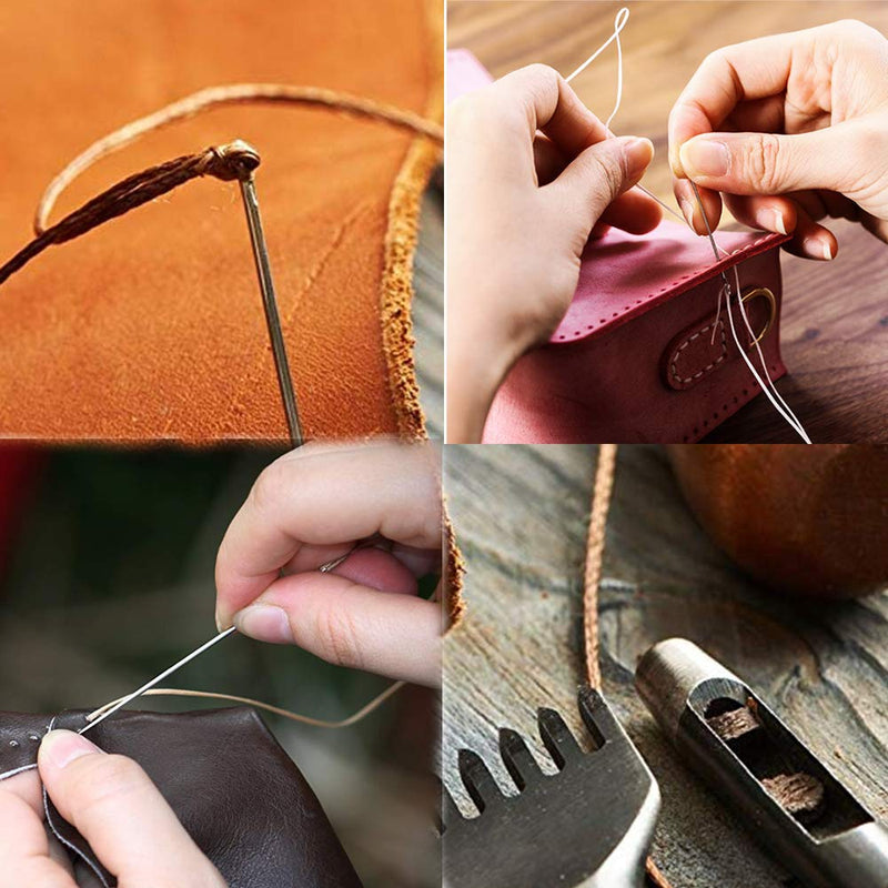 Colorful 284Yards Leather Sewing Waxed Thread-Practical Long Stitching Thread for Leather Craft DIY/Bookbinding/Shoe Repairing/Leather Projects Apricot - NewNest Australia