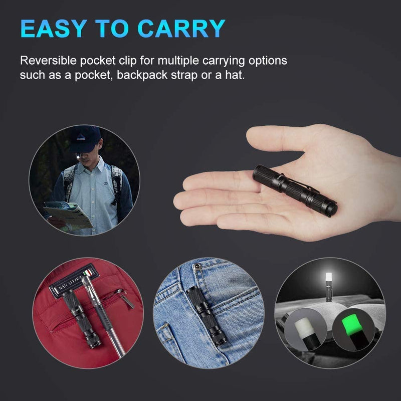 LUMINTOP TOOL AAA Mini EDC Flashlight, Pocket-Sized Keychain Flashlight, Super Bright 130lm OSRAM LED, 3 Modes, IP68 Waterproof, Best Tools for Camping, Hiking, Hunting, Backpacking, Fishing and EDC Black - NewNest Australia