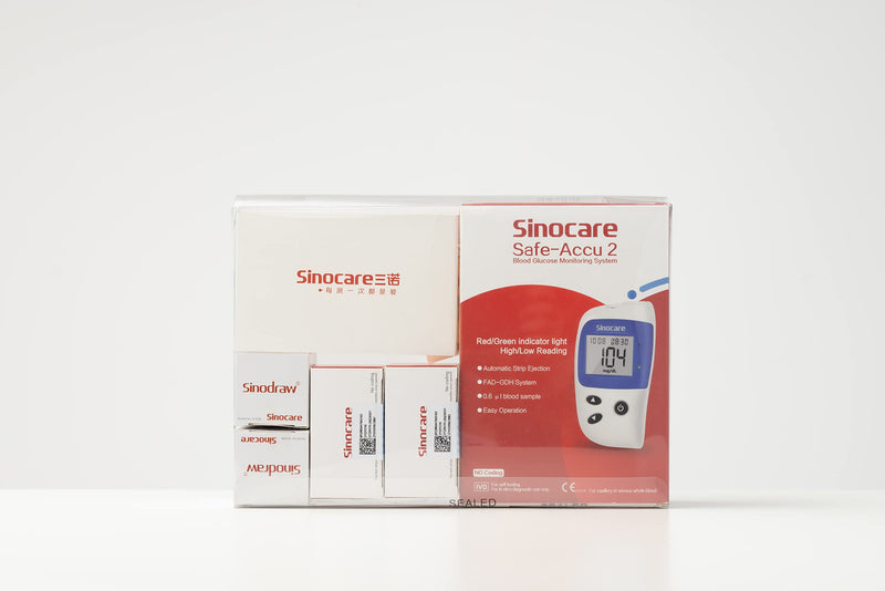 sinocare Diabetes Testing Kit/Blood Sugar Monitor Safe Accu2 /Blood Glucose Monitor with Light Warning, with Strips x 100 & Lancing Devices x 100 & Case for UK Diabetics -in mmol/L safe-accu2 kit-100 - NewNest Australia