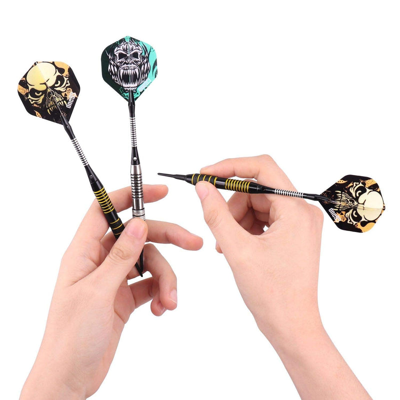 ONE80 Soft Tip Darts Set, 16grams, 12 Pack Steel/Brass Barrel, with Extra Flights, Aluminum Shafts, Flight Protectors and Tool Kit Steel Barrel - NewNest Australia