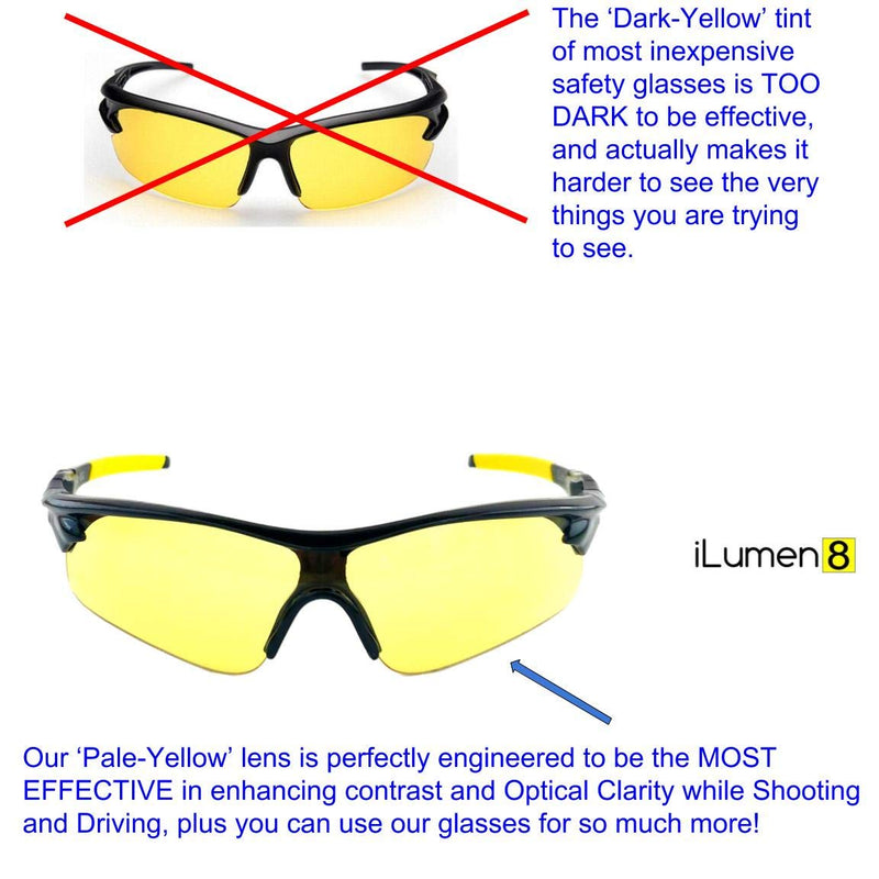 iLumen8 BEST Shooting Glasses UV Blacklight Yellow Vision Safety Eye protection 1 Pair - NewNest Australia