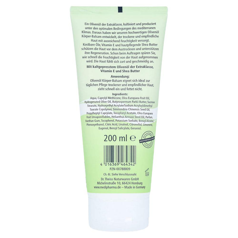 Dr. Theiss Naturwaren GmbH, OLIVE OIL BODY BALSAM travel tube 200 ml, colorless - NewNest Australia