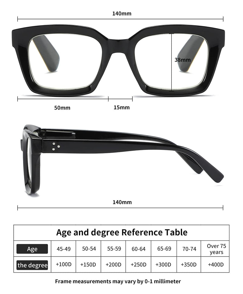 3 Pack Oversize Square Design Reading Glasses for Women, Blue Light Blocking Computer Reader Black&grey Leopard&blue Leopard 0.0 x - NewNest Australia