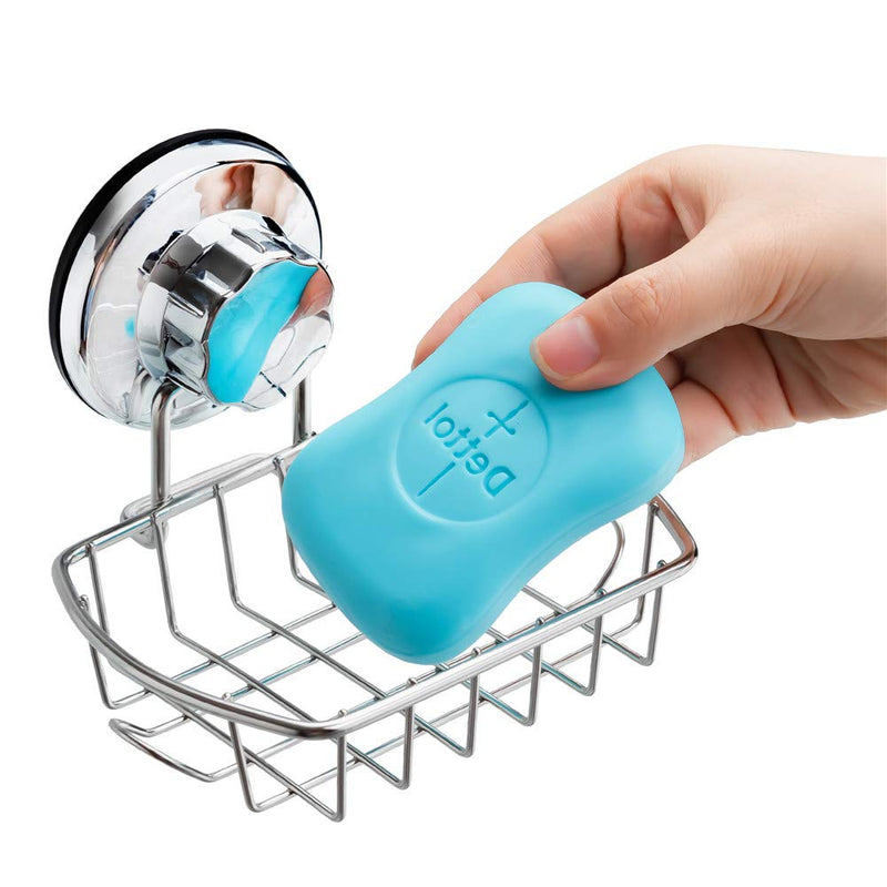 SANNO Suction Soap Dish Holder with Hook, Soap Saver Soap Holder Soap Tray Bar Soap Sponge Holder for Shower, Bathroom, Tub and Kitchen Sink Stainless Steel - NewNest Australia