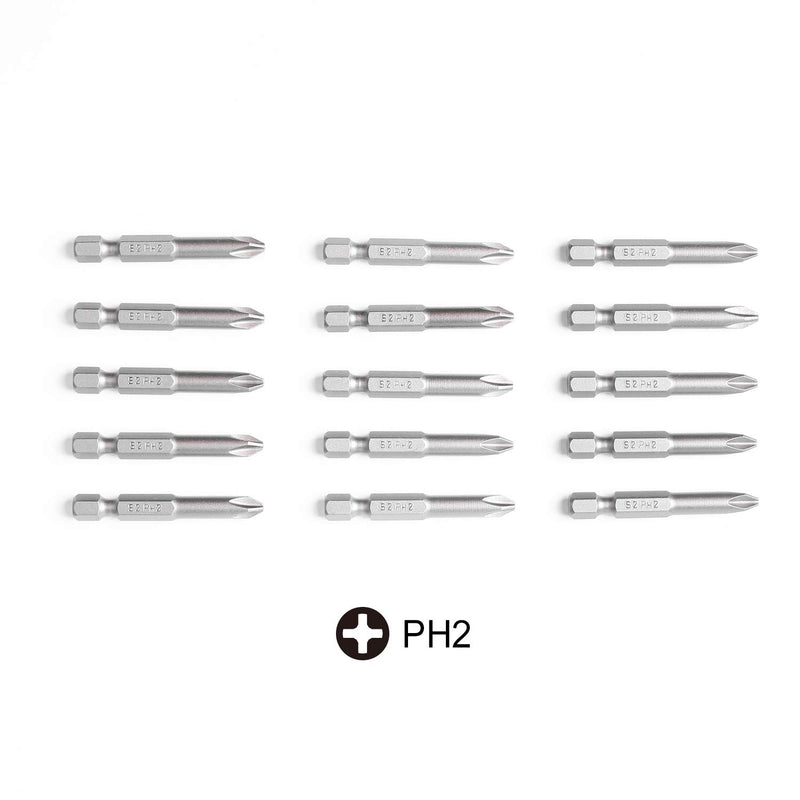 Protorq Phillips 2 screwdriver bits,2 inch, 15 pieces, with Storage Case 15pc 2 in. PH2 - NewNest Australia