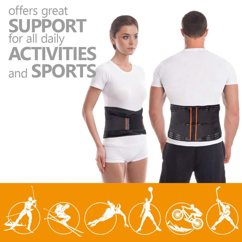 Back Support Belt Back Strap With Stabilizing Rods For Pain Reduction And Posture Correction Adjustable Back Support For Men And Women With 4 Rib Stiffeners Height 24 Cm Large Black - NewNest Australia