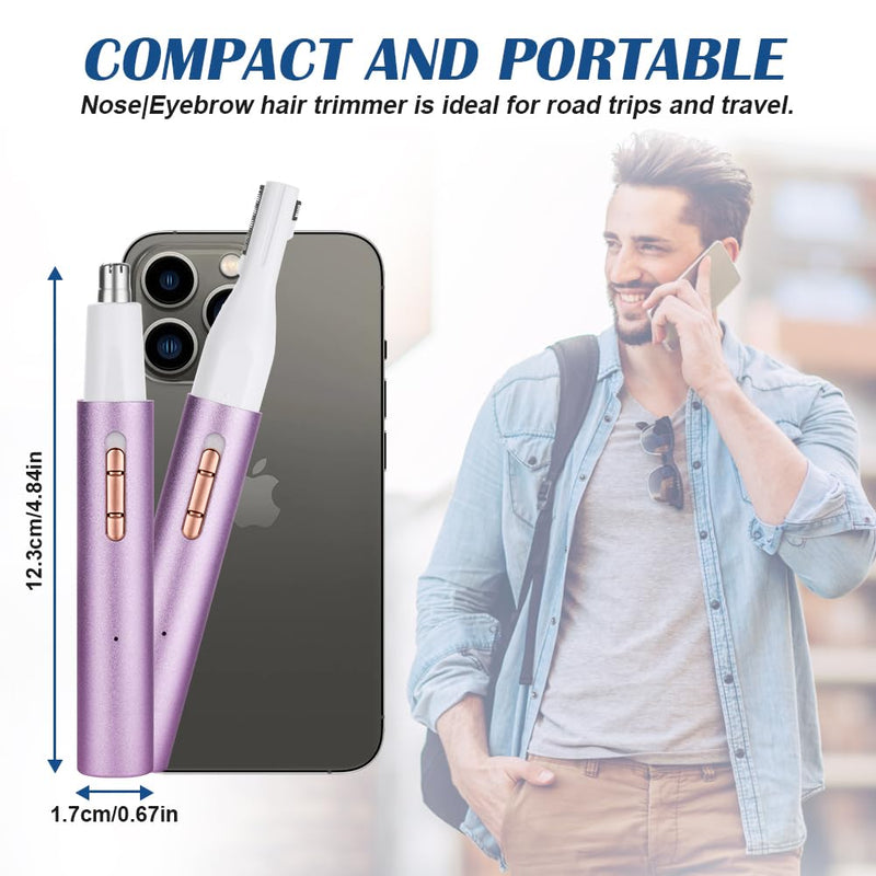 URAQT Nose Hair Trimmer, Waterproof Double Blade Nose Hair Trimmer Ear Hair Trimmer Women Men, 2 in 1 Nose Hair Remover Eyebrow Razor, Eyebrow and Facial Hair Trimmer Nose Trimmer (Purple) Purple - NewNest Australia