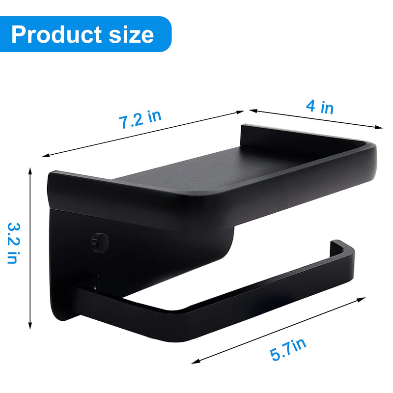 Jnnicoog Toilet Paper Holder with Shelf, Matte Black Toilet Paper Holder, Toilet Paper roll Holder, Bathroom Adhesive Toilet Paper Holder SUS 304 Stainless Steel Modern Paper Towel Holder. - NewNest Australia