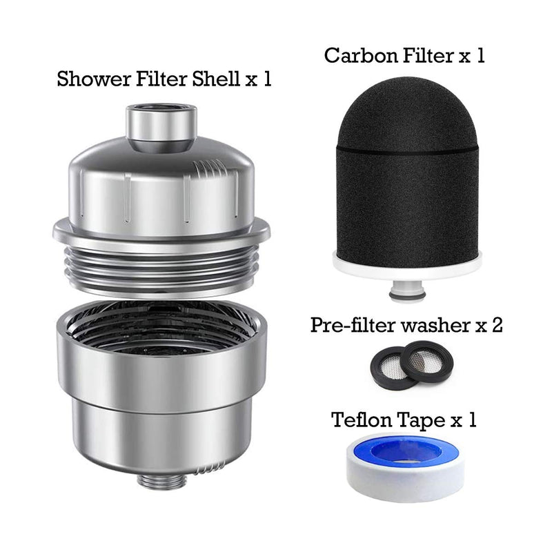 15 Stage Activated carbon Shower Head Filter for Hard Water Remove Chlorine and Fluoride - Reduces Dry Itchy Skin Improves The Condition of Skin Hair and Nails - Filter Cartridges 1 Filter Set - NewNest Australia