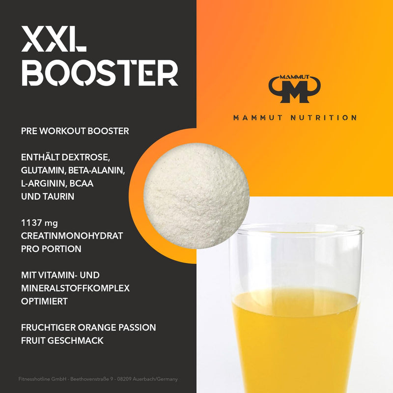 Mammut Nutrition XXL Booster orange - passion fruit, granules, pack of 1 (1 x 500 g) - NewNest Australia