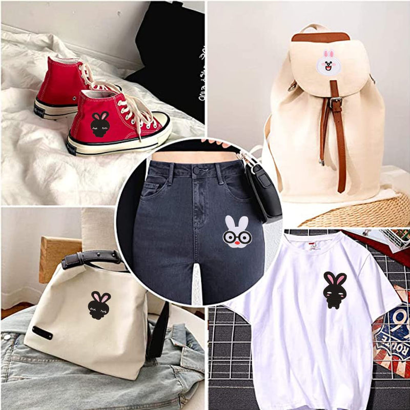 Rabbit Iron on Patches for Clothing Decorations Cute Bunnies Heat Transfer Embroidered Appliques for Jeans Jackets Backpacks Pillow DIY Decor - NewNest Australia