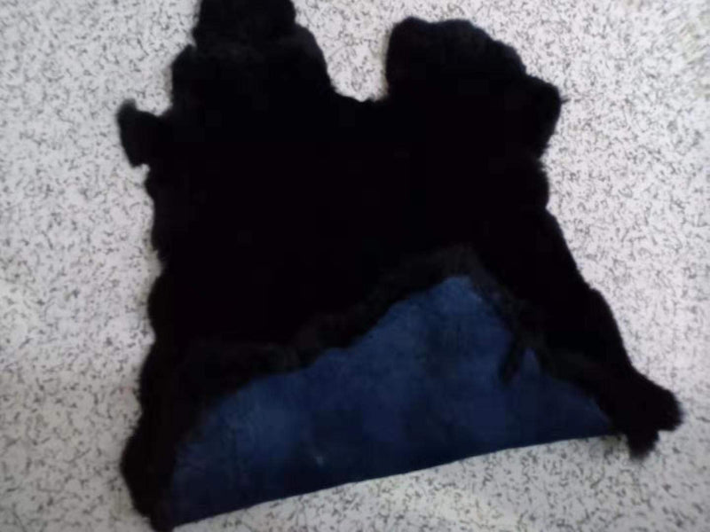 Dyed Tanned Rabbit Fur Pelt Hide - 10" by 12" Rabbit Pelt with Sewing Quality Leather (Black) ,2PACK Black - NewNest Australia