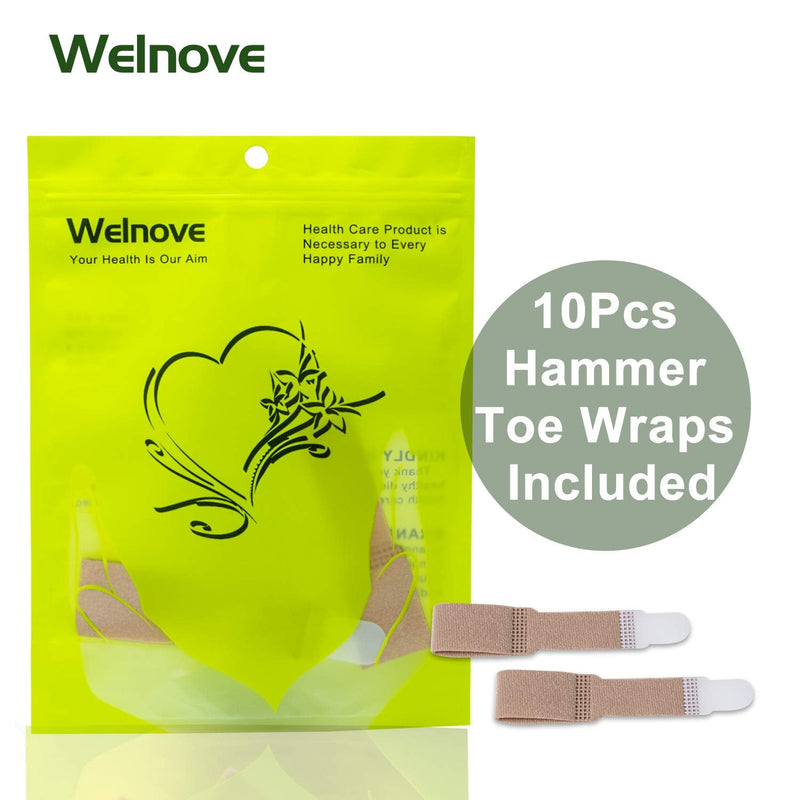 Welnove 10Pcs Hammer Toe Corrector, Hammer Toe Separator Splints, Hammer Toe Straightener Bandages, Cushioned Fabric Toe Wraps for Correcting Hammer Toes, Crooked Toes and Overlapping Toes - NewNest Australia