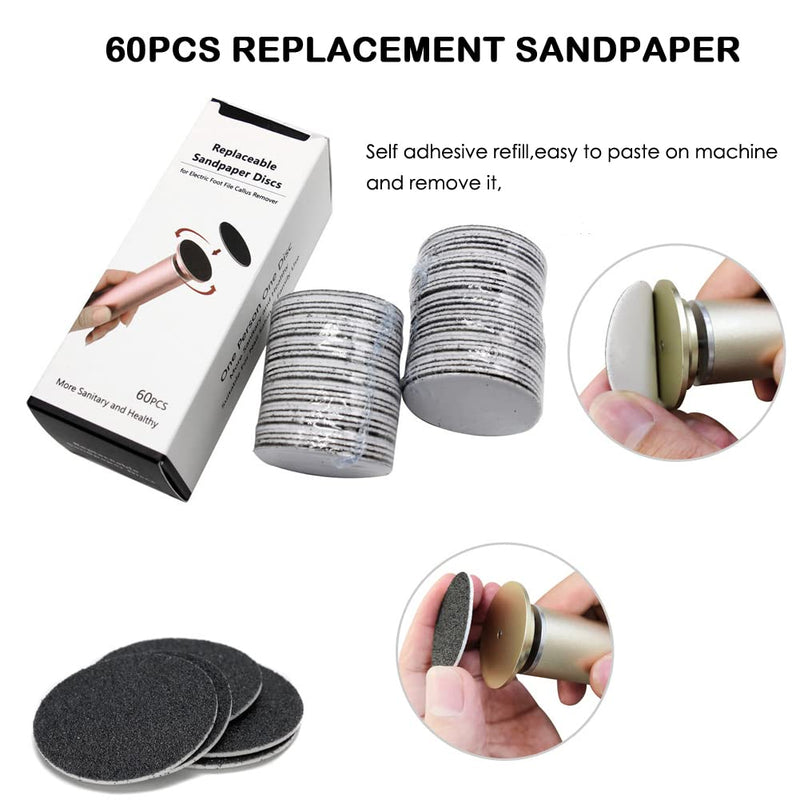 Electric Callus Remover (Adjustable Speed) with 60pcs Replacement Sandpaper Disks, Powerful Electric Hard Skin Remover Pedicure Foot File Sander Women Men Use (Gold) Gold Electronic Foot File - NewNest Australia