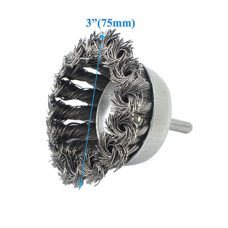 DGOL 3 inch Twist Knot Wire Wheel Brush 1 Pack + Wire Cup Brush 1 Pack with 1/4 inch Round Shank for Die Grinder or Drill,Wire Diameter 0.02 inch - NewNest Australia