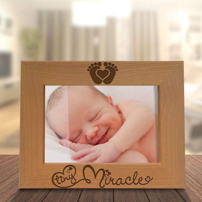 KATE POSH - Tiny Miracle Engraved Natural Wood Picture Frame, New Baby, New Dad & Mom, Parents Gifts, Ultrasound, Sonogram, Baby Gift, Pregnancy Gift, Baby Announcement Photo Frame - NewNest Australia