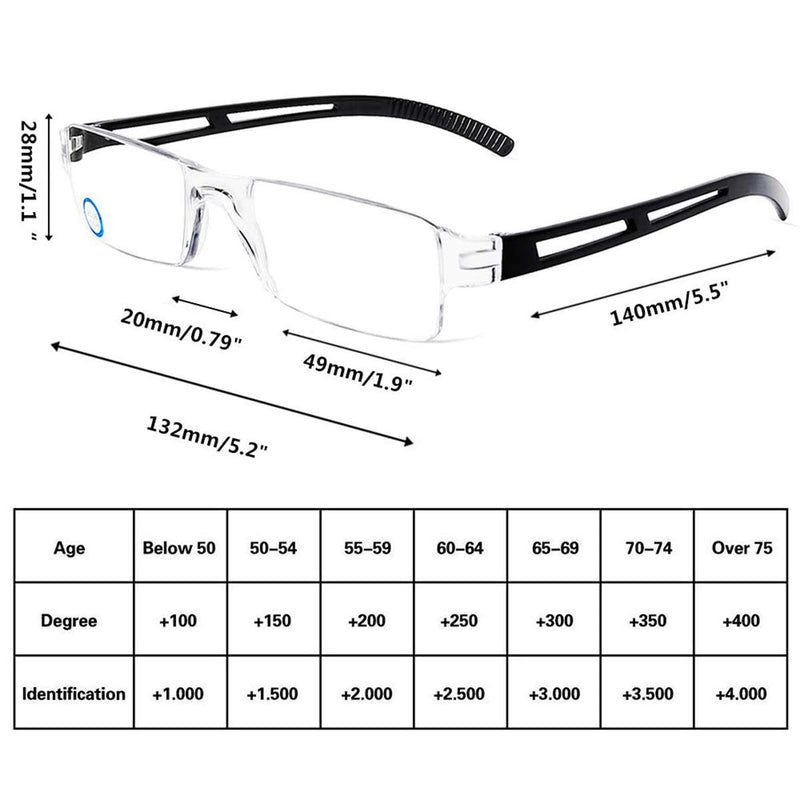 KoKoBin frameless reading glasses visual aid with blue light filter, anti blue light reading aid for men and women (black, +1.5) black +1.5 diopters - NewNest Australia