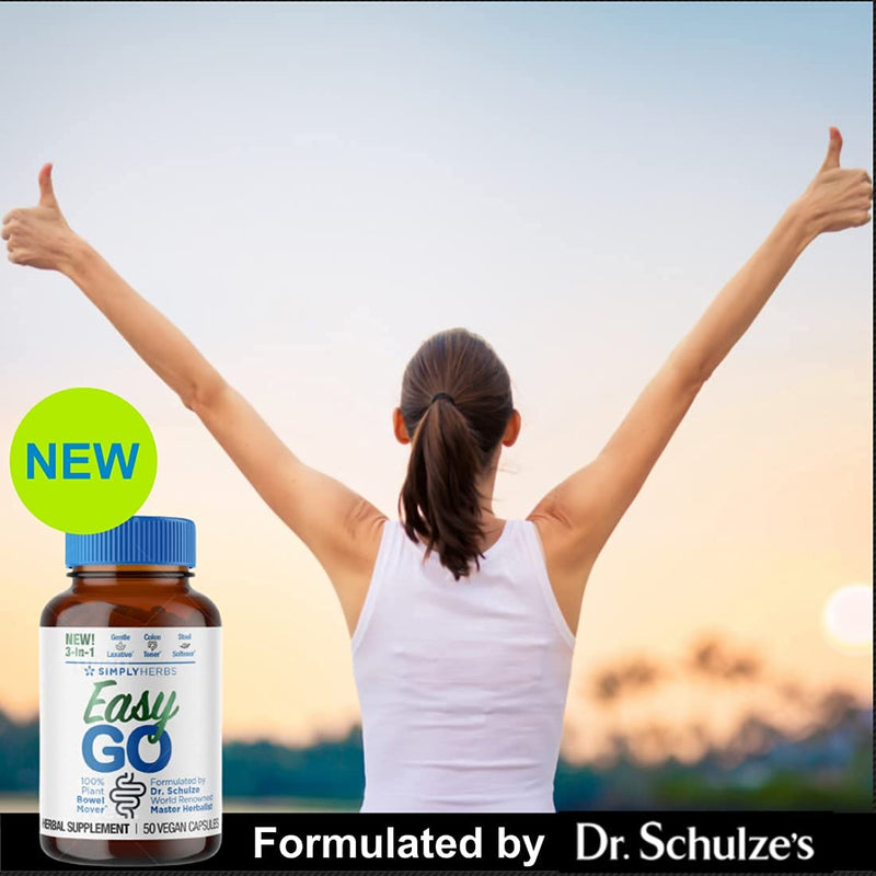 Bowel Mover & Cleanser Easy Go by Dr. Schulze's | 3 in 1 Gentle Laxative, Colon Toner & Stool Softener | 100% Plant Natural | Promotes Regular Bowel Movements - 50 Ct Vegan 50 Count (Pack of 1) - NewNest Australia