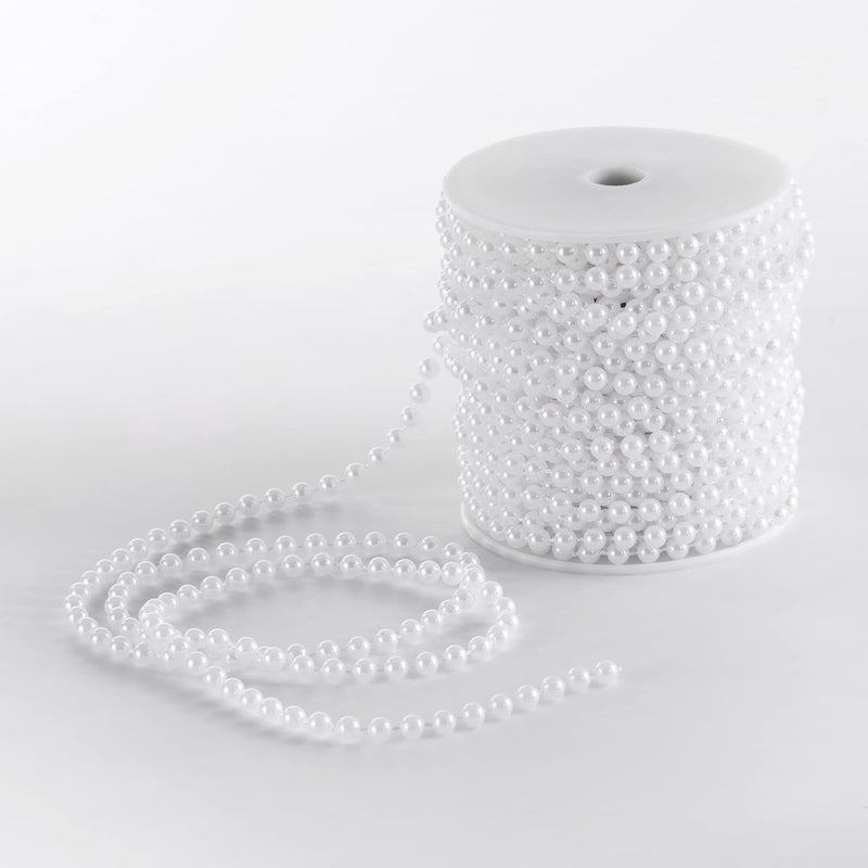 Craft String of Pearls 6MM Pearl Bead, 66 Feet White Faux Pearl Garland Roll Strand for Wedding Party Decoration 6mm × 66 feet - NewNest Australia