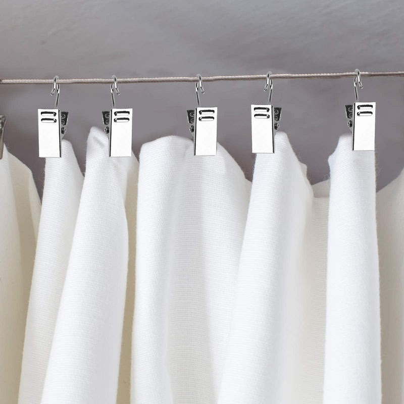 50 PCS Curtain Hooks Heavy Duty Clips with Hooks, Stainless Steel Shower Curtain Clips with Hook for Vendor Display Supplies, Home Decoration, Photos, Art Craft Display (Silver) - NewNest Australia