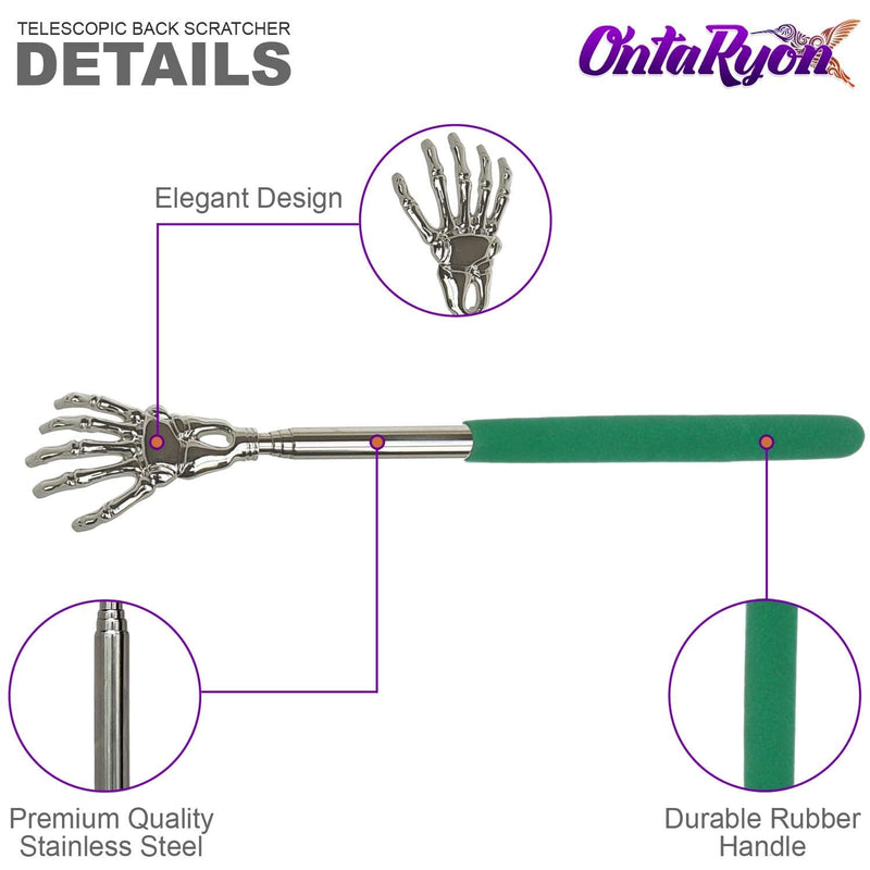 OntaRyon Telescopic Back Scratcher | Novelty Gifts for Men & Women | Portable Handheld Massage Stick | Small Stocking Fillers for Adults | Unusual & Funny Massager (Green) Green - NewNest Australia
