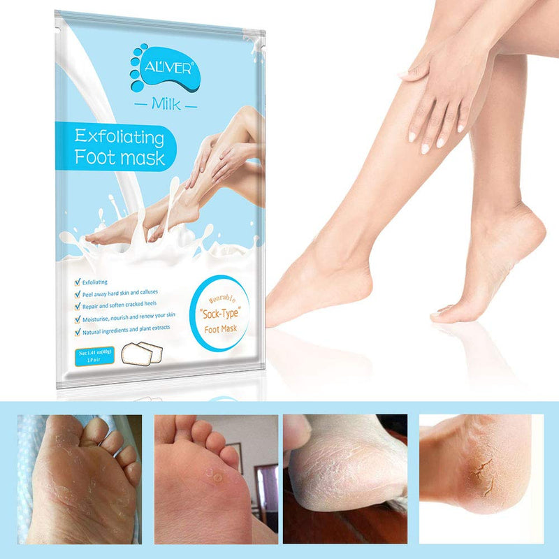 Foot Peel Mask 3 Pack, Exfoliating Callus Remover & Dead Dry Skin, Get Baby Soft Feet in 1-2 Weeks for Men and Women (Milk) foot mask - NewNest Australia