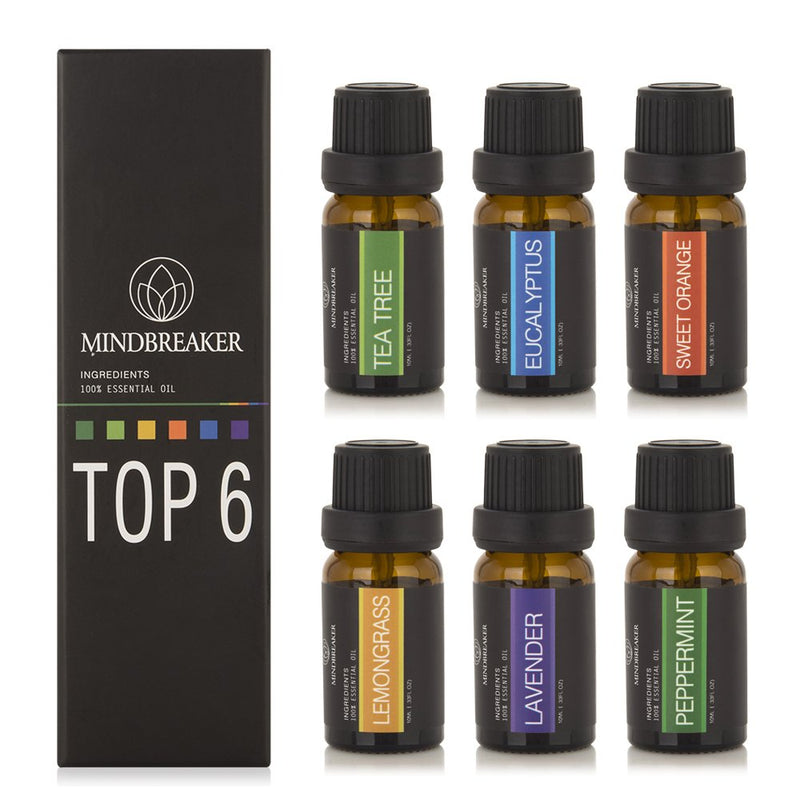 Aromatherapy Essential Oil Set - 6 Bottles Aromatherapy Essential Oil Eucalyptus, Lavender, Tea Tree, Lemongrass, Sweet Orange, Peppermint Oil Works For All Oil Diffusers - NewNest Australia