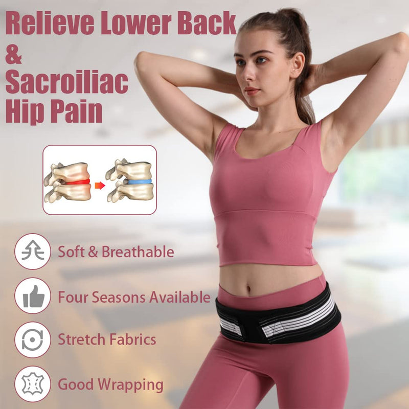 Kunoli Sacroiliac SI Joint Support Belt Sciatica Pain Relief Brace Lower Back Support Hip Sciatic Nerve Pelvis Lumbar Pain Relief Devices for Women and Men Hip Size 32-47 inch - NewNest Australia