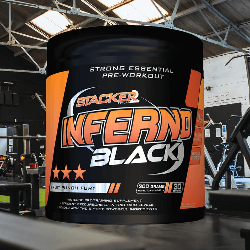 Stacker2 Inferno Black Pre-Workout Booster Training Booster Muscle Building Fitness 300g (Fruit Punch) Fruit Punch Fury 30 servings - NewNest Australia