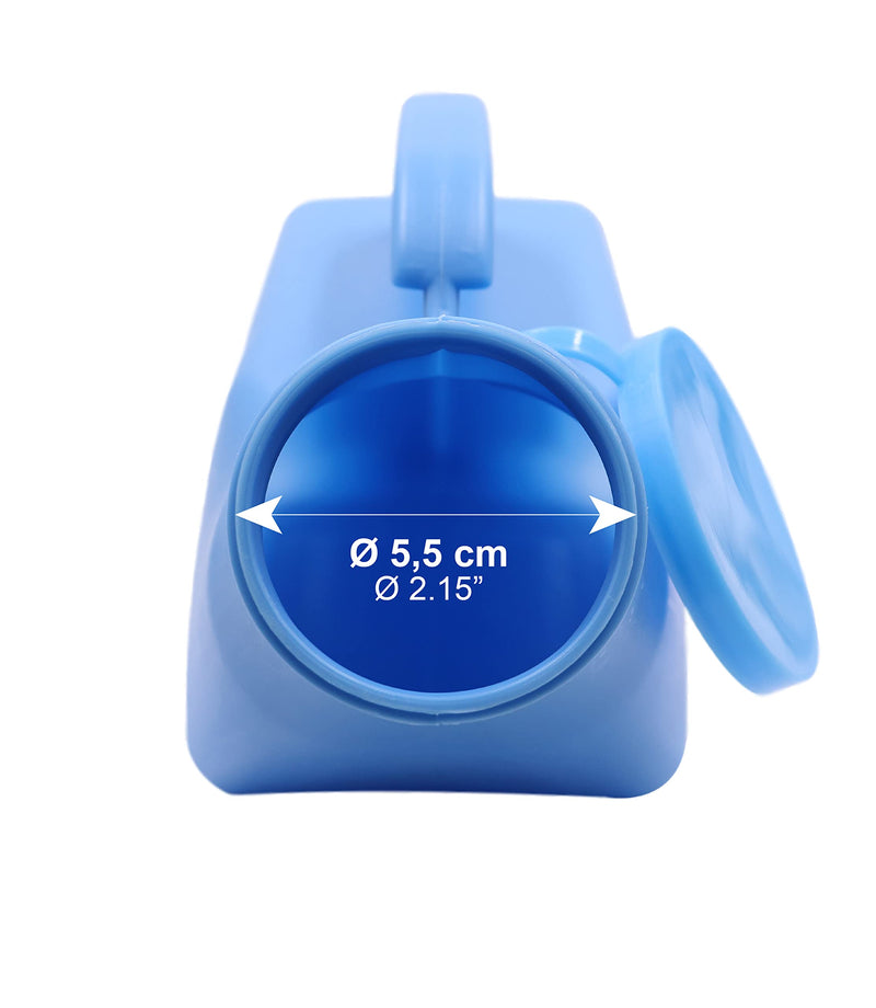 Pepe - Urine Bottles Male (x2 Units, Not Leakproof), Male Urinal Bottle with Lid, Portable Urinals for Men 1000 ml, Emergency Urinal Bottle, Pee Bottle for Men, Urine Bottle Blue 2 counts - NewNest Australia