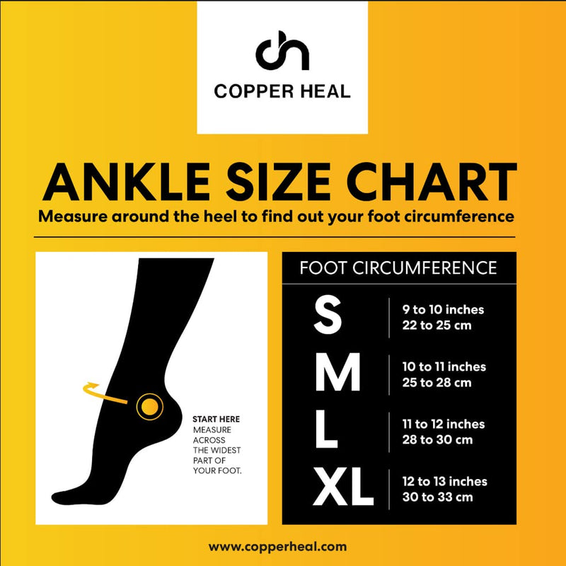 Ankle Compression Sleeve by COPPER HEAL (Pair) - Highest Copper Infused Socks Arch Support Foot Swelling Achilles Tendon Joint Pain Plantar Fasciitis Sports Injury (L) L - NewNest Australia