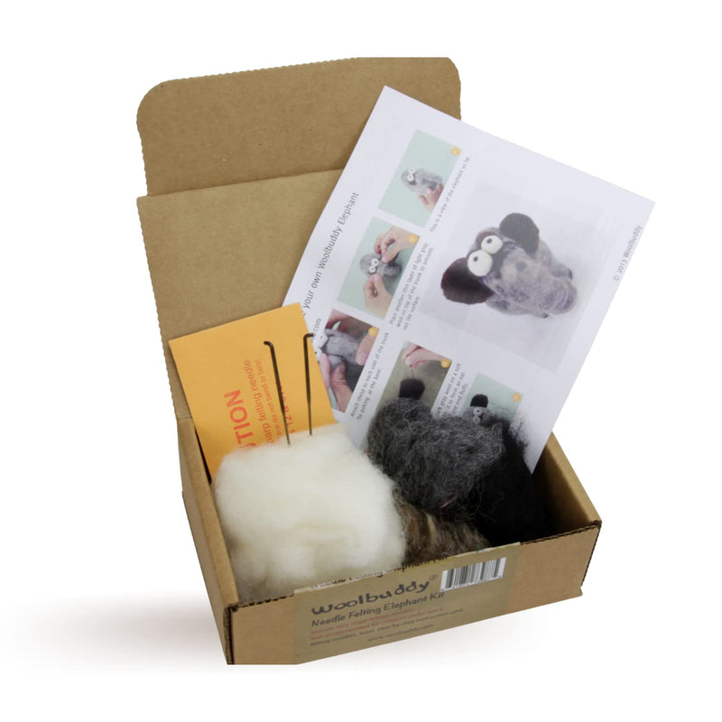 Woolbuddy Needle Felting Kit Beginner, Wool Felting Kit for Adults, Includes 2 Felting Needles and Photo Instructions, DIY Needle Felting Kit for Arts and Crafts (Elephant) Elephant - NewNest Australia