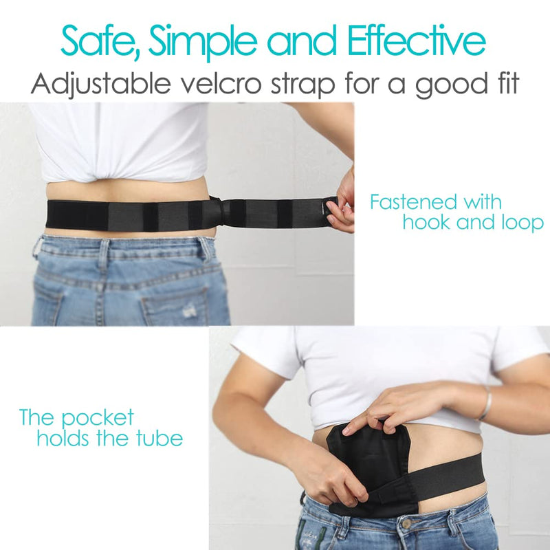[2 Pack] Peritoneal Dialysis Belt Comfortable Cotton PD Catheter G-Tube Feeding Tube Peg Holder Dialysis Accessories for Stomach Women Men Adults Black Medium (Pack of 2) - NewNest Australia