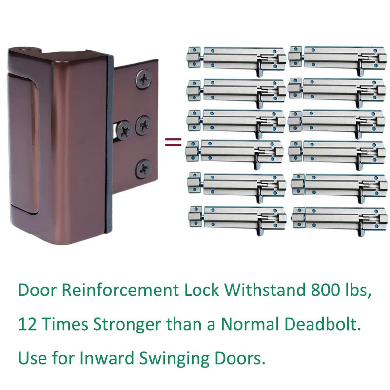 Door Lock Child Proof, Home Security Door Reinforcement Lock Withstand 800 lbs Door Latch Double Safety Security Protection for Your Home (Bronze Door Security Lock) Brown - NewNest Australia