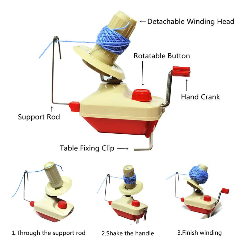 Yarn Ball Winder, Hands Operated Swift Yarn Fiber String Ball Wool Winder Machines for Family+4Pompom Maker+10PS Knitting Stitch Markers+10PS Plastic Needles+1PS Scissors(26b) - NewNest Australia