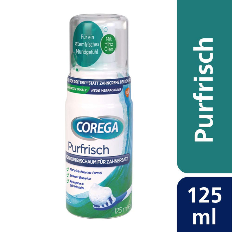 Corega Purfrisch cleaning foam for removable dentures/third teeth, 1x125ml - NewNest Australia