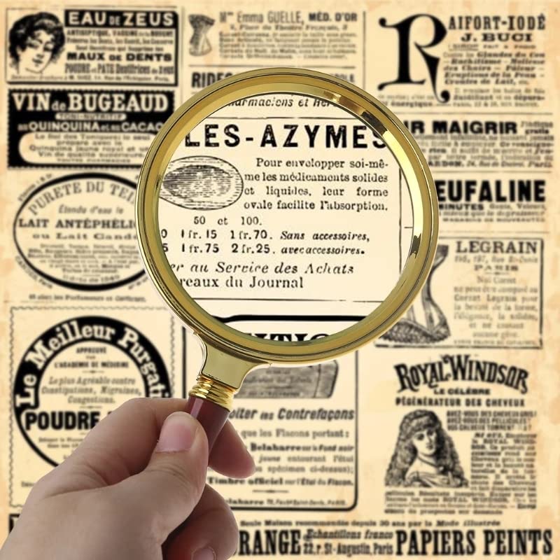 Hand Magnifier Reading Magnifying Glass With Imitation Mahogany Handle, 70 Mm, Books Reading Old People, Research Equipment For Children, Observation Of Plants And Insects Outdoors, High Resolution, 10 X - NewNest Australia