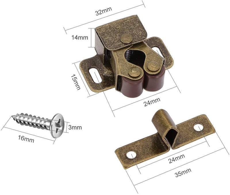 XMHF Ball Roller Catches Double Catch Bronze Tone Door Latch with Installation Screws for Cabinet Drawer Closet Pack of 20 - NewNest Australia